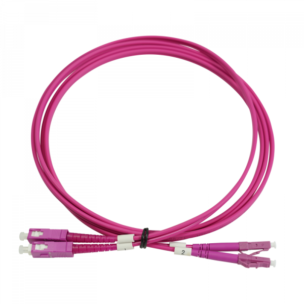 patch cord  SC/UPC - LC/UPC duplex 5mts, 2mm MM OM4 50/125